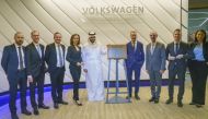 Dr. Herbert Diess, Chairman of the Board of Management at Volkswagen, Benoit Tiers, Regional Chief Executive Officer of VWGME and Mansoor bin Ebrahim Al Mahmoud, Chief Executive Officer of QIA during the inauguration ceremony in Doha, yesterday. 