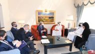 Minister of State for Foreign Affairs H E Sultan bin Saad Al Muraikhi meeting Undersecretary of State of the Ministry or Foreign Affairs of Italy and International Cooperation of Italy H E Benedetto Della Vedova.