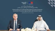 Sheikh Ali Alwaleed Al Thani, Chief Executive Officer, IPA Qatar and Pascal Cagni, Chairman of the board of Business France during the agreement signing ceremony.