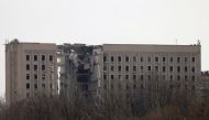 A destroyed part of a Ukrainian government administration building is seen following a bombing, as Russia's invasion of Ukraine continues, in Mykolaiv, Ukraine, March 29, 2022. REUTERS/Nacho Doce