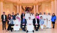 Sheikh Dr. Khalid bin Thani Al Thani, QBA Second Deputy, with Mark Green, CEO of the Wilson Center and other dignitaries and officials. 