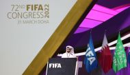 Secretary General of the Supreme Committee for Delivery & Legacy Hassan Al Thawadi addresses the 72nd FIFA Congress.