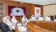 Officials of Qatar Shooting & Archery Association and Vodafone Qatar during a press conference held at the Qatar Olympic Committee headquarters.