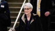 FILE PHOTO: U.S. Deputy Secretary of State Wendy Sherman walks through the Senate Subway on her way to a security briefing for senators on Russia’s invasion of Ukraine, on Capitol Hill in Washington, U.S., March 30, 2022. REUTERS/Elizabeth Frantz/File Photo
