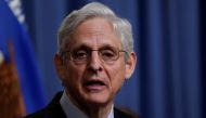 U.S. Attorney General Merrick Garland during a news conference held just a few hours before the attorney general tested positive for coronavirus disease (COVID-19) at the Justice Department in Washington, U.S., April 6, 2022. REUTERS/Elizabeth Frantz
