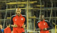 Al Rayyan players during a training session, yesterday.