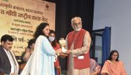 Shalini Verma being felicitated by Indira Gandhi National Centre of Arts.