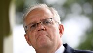 File photo: Australia's Prime Minister Scott Morrison reacts as he speaks to the media during a press conference at Kirribilli House in Sydney, Australia, February 24, 2022. AAP Image/Bianca De Marchi via Reuters