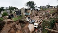 The remains of a home which was destroyed leaving two children dead after flooding are seen in Lindelani, Durban, South Africa, April 15, 2022. REUTERS/Rogan Ward
