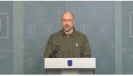 Ukrainian Prime Minister Denys Shmyhal speaks on the Chernobyl exclusion zone at a news briefing in Kyiv, Ukraine February 24, 2022, in this screen grab taken from a video. Ukrainian Governmental Press Service/Handout via REUTERS/File Photo