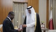 Amir awarding the Al Wajbah Decoration to Ambassador of the Republic of Ghana