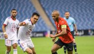Al Rayyan captain Yacine Brahimi (right) in action.