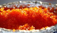 The red caviar is on display at the food court during the Eastern Economic Forum in Vladivostok, Russia September 6, 2017. REUTERS/Sergei Karpukhin


