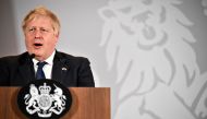 British Prime Minister Boris Johnson speaks during a news conference in New Delhi, India, April 22, 2022. Ben Stansall/Pool via REUTERS