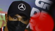 April 22, 2022 Mercedes' Lewis Hamilton during a press conference REUTERS/Guglielmo Mangiapane
 