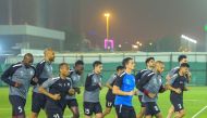 Al Rayyan players prepare for clash against Tajikistan’s FC Istiklol. 
