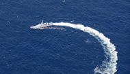 Japan Coast Guard's ship conducts a search operation for missing people aboard the missing tour boat 