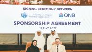  Abdulla Mubarak Al Khalifa Group Chief Executive Officer of QNB; Moutaz Al Khayyat, Chairman of IHG; Heba Al Tamimi, Group Communications General Manager of QNB, and Henrik Christiansen, Group Chief Executive Officer of IHG during the agreement signing ceremony.