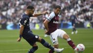 Manchester City's Riyad Mahrez in action with West Ham United's Pablo Fornals REUTERS/Tony Obrien