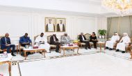Qatar Chamber First Vice-Chairman Mohamed bin Towar Al Kuwari, Chief Executive Officer of Touly’s Enterprise Fatoumata Batouly Niane, and other officials during the meeting yesterday. 