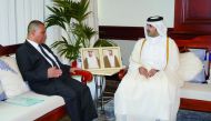Minister of Culture H E  Sheikh Abdulrahman bin Hamad bin Jassim bin Hamad Al Thani meeting Indonesian Ambassador to Qatar, H E Ridwan Hassan. 
