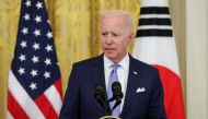 U.S. President Joe Biden and South Korea’s President Moon Jae-in (not pictured) hold a joint news conference after a day of meetings at the White House, in Washington, U.S. May 21, 2021. REUTERS/Jonathan Ernst/File Photo