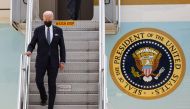 U.S. President Joe Biden arrives aboard Air Force One at Yokota U.S. Air Force Base in Fussa, on the outskirts of Tokyo, Japan May 22, 2022. REUTERS/Kim Kyung-Hoon
