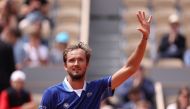 May 26, 2022 Russia's Daniil Medvedev celebrates after winning his second round match against Serbia's Laslo Djere REUTERS/Yves Herman