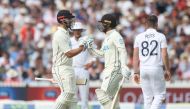 New Zealand's Tom Blundell celebrates reaching his half century with Daryl Mitchell Action Images via Reuters/Paul Childs
