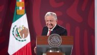 Mexican President Andres Manuel Lopez Obrador attends a news conference where he mentioned he would not attend the U.S.-hosted Summit of the Americas in Los Angeles this week because not all countries from the region were invited, at the National Palace in Mexico City, Mexico June 6, 2022. Mexico Presidency/Handout via REUTERS THIS IMAGE HAS BEEN SUPPLIED BY A THIRD PARTY NO RESALES. NO ARCHIVES
