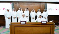 Minister of State and Chairman of Qatar Free Zones Authority (QFZA) and Qatar Chamber Chairman, Sheikh Khalifa bin Jassim Al Thani with other officials during the agreement signing.