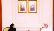 National Human Rights Committee Chairperson H E Maryam bint Abdullah Al Attiya with Chairman of the Council of State of Oman H E Abdul Malik bin Abdullah Al Khalili, in Muscat.
