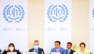 Minister of Labour H E Dr. Ali bin Smaikh Al Marri chairing the plenary session of the International Labur Conference (ILC) in its 110th session in Geneva.