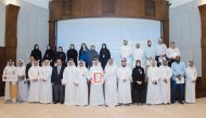 QOC Secretary General Jassim bin Rashid Al Buenain along with other officials at the ESMS award ceremony yesterday.  