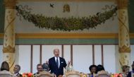 U.S. President Joe Biden speaks while hosting a dinner at the Getty Villa for leaders and their spouses at the Summit of the Americas, in Los Angeles, California, U.S., June 9, 2022. REUTERS/Kevin Lamarque     
