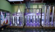 A number of new generation Iranian centrifuges are seen on display during Iran's National Nuclear Energy Day in Tehran. (Reuters/File photo)