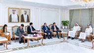 Pham Quang Hieu, Vice-Minister of Foreign Affairs of the Socialist Republic of Vietnam, along with other officials discussing trade relations with Qatar Chamber officials. 