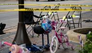 Children's bikes are left behind after a mass shooting at a Fourth of July parade route in the wealthy Chicago suburb of highland Park, Illinois, US, on July 4, 2022. (Reuters/Max Herman)