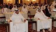 Minister of Transport H E Jassim Saif Ahmed Al Sulaiti and Minister of Municipality and Managing Director and CEO of Qatar Railways Company H E Abdulla bin Abdulaziz bin Turki Al Subaie attending the meeting. 
