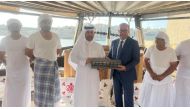 Katara General Manager Prof Dr. Khalid bin Ibrahim Al Sulaiti and Chargé d’Affaires of the Embassy of Qatar in Malta H E Khaled Ali Abel with crew members of Fath Al Khair 5 cruise.
