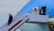 US President Joe Biden descends from Air Force One following a trip to Ohio at Joint Base Andrews, Maryland, on July 6, 2022. (Reuters/Sarah Silbiger)

