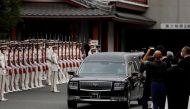 A vehicle carrying the body of the late former Japanese Prime Minister Shinzo Abe, who was shot while campaigning for a parliamentary election, leaves after his funeral at Zojoji Temple in Tokyo, Japan July 12, 2022. REUTERS/Issei Kato