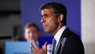 Former Chancellor of the Exchequer Rishi Sunak speaks to the media at an event to launch his campaign to be the next Conservative leader and Prime Minister, in London, Britain, July 12, 2022. REUTERS/Henry Nicholls
