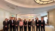 H E Sheikh Abdulla Mohammed bin Saud Al Thani, Ambassador of Qatar to Germany (third right) and Sheikha Alanoud Al Thani, Deputy CEO & Chief Business Offcer, QFC (fourth right), with other dignitaries during the event.