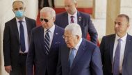 US President Joe Biden meets with Palestinian President Mahmoud Abbas Abbas at the Presidential Compound in Bethlehem on July 15, 2022. (REUTERS/Evelyn Hockstein)