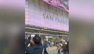 Travellers and airport staff are evacuated from San Francisco International airport, after police found a suspicious object at the airport following a bomb threat, in San Francisco, California, U.S. July 15, 2022 in this screen grab obtained from social media video. Malena Leon-Farrera/via REUTERS