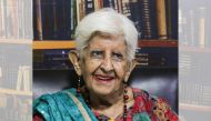 Reena Varma, 92-year-old Indian citizen born in Pakistan, who after 75 years came to visit her ancestral home and school, speaks during an interview with Reuters, in Lahore, Pakistan, on July 16, 2022. (REUTERS/Mohsin Raza)