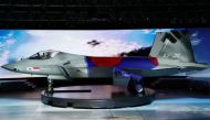 The country's first homegrown fighter jet called KF-21 is unveiled during its rollout ceremony in Sacheon, South Korea, April 9, 2021. Yonhap via REUTERS