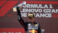 Red Bull's Max Verstappen celebrates on the podium after winning the French Grand Prix at Circuit Paul Ricard, Le Castellet, France, on July 24, 2022. (REUTERS/Yara Nardi)