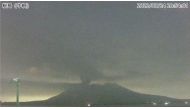 A video grab from the Japan Meteorological Agency's live camera image shows an eruption of Sakurajima in Kumamoto, Kumamoto prefecture, western Japan, July 24, 2022. Japan Meteorological Agency/Handout via Reuters